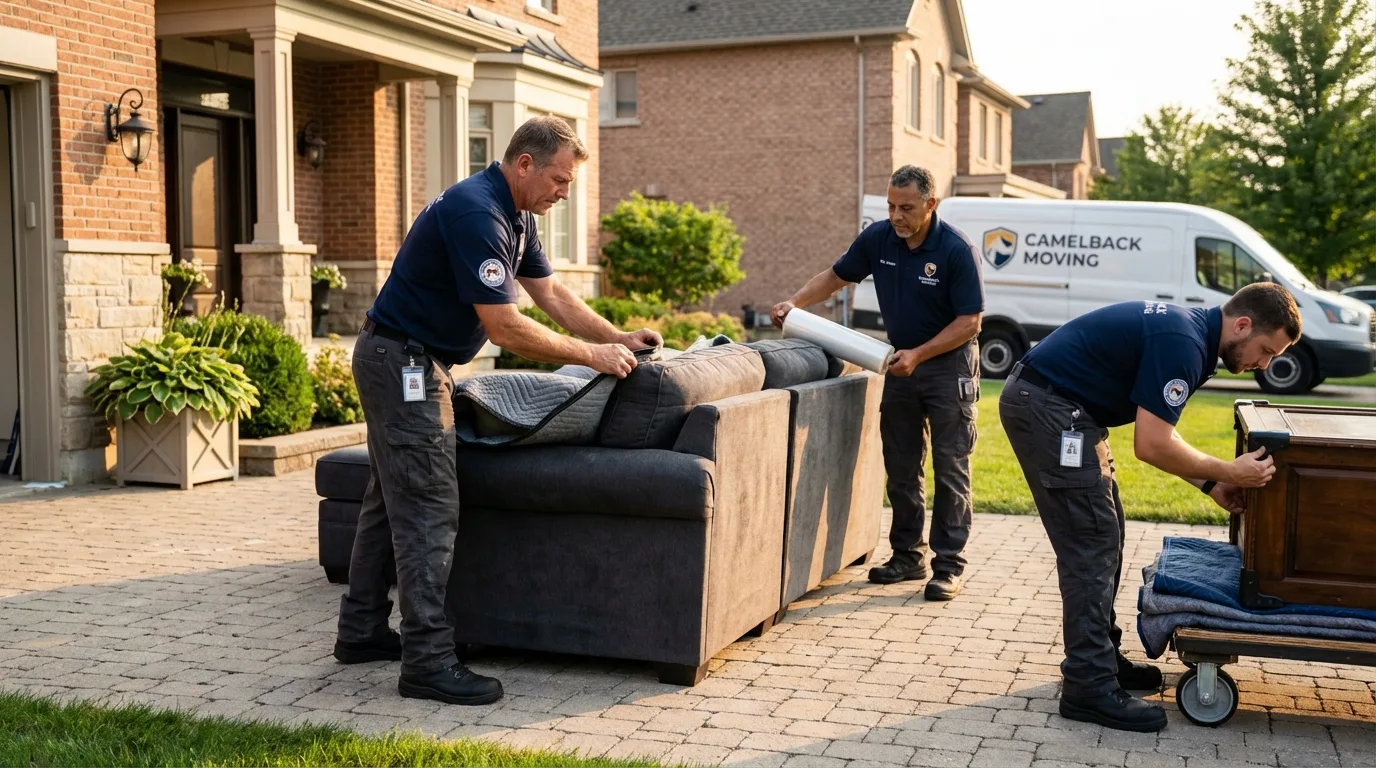Large estate moving crew wrapping furniture in Borrego Springs, CA