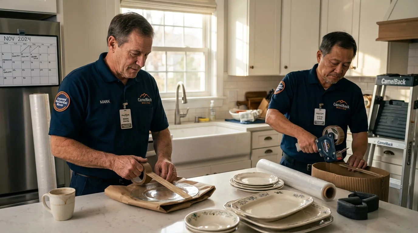 Professional crew packing kitchen dishware in Borrego Springs, CA